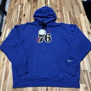Philadelphia 76ers Hoodie Mens XL Blue‎ Nike Fleece NBA Basketball Drawstring